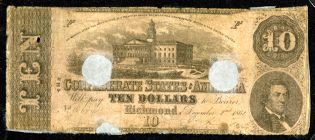 Confederate ten dollar bill